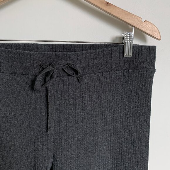 GAP Ribbed Stretch Cotton ribbon-trim leggings Charcoal Heather XL - Picture 6 of 6